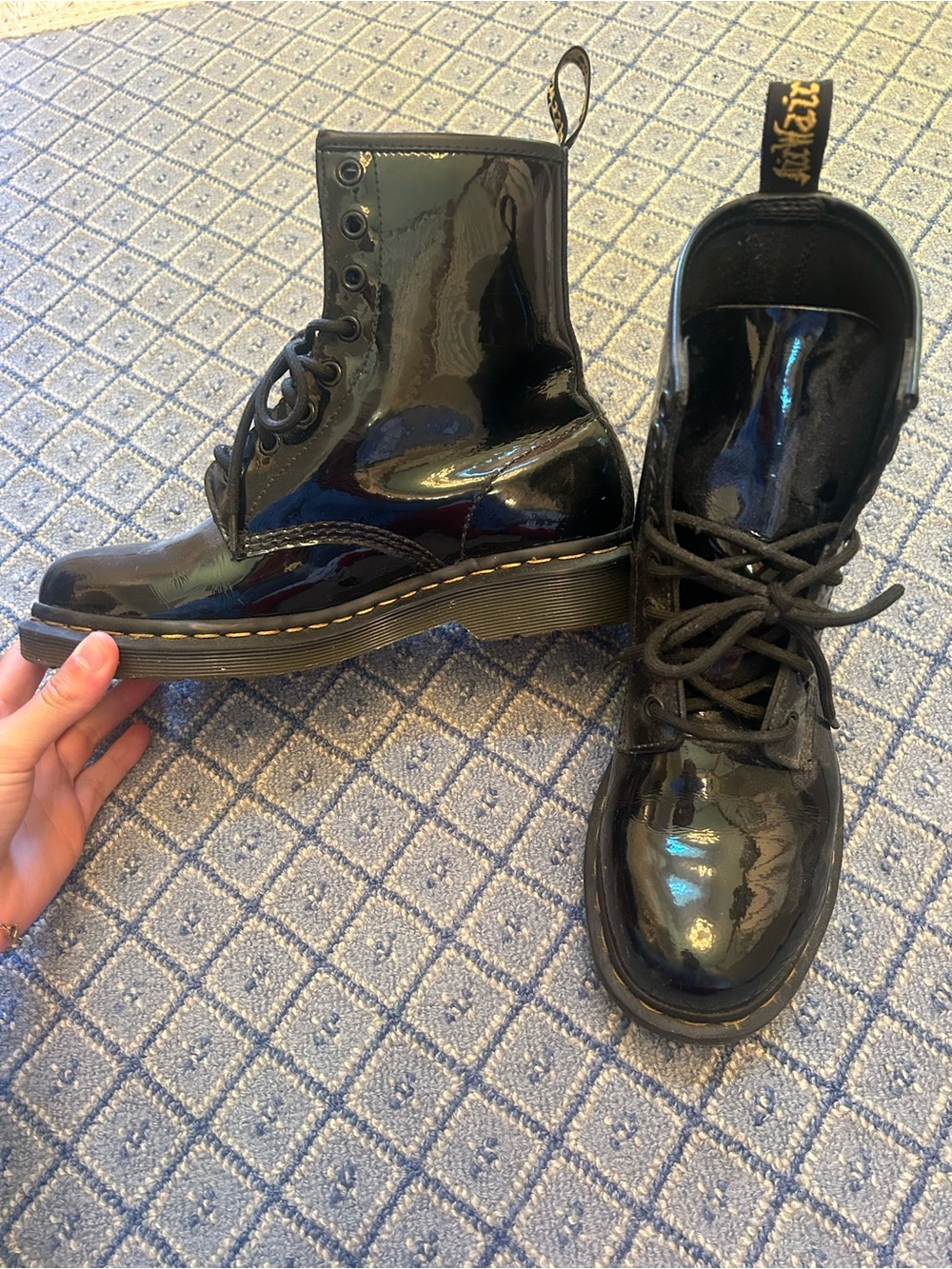 Black Patent Lace-Up Women’s Combat Boots